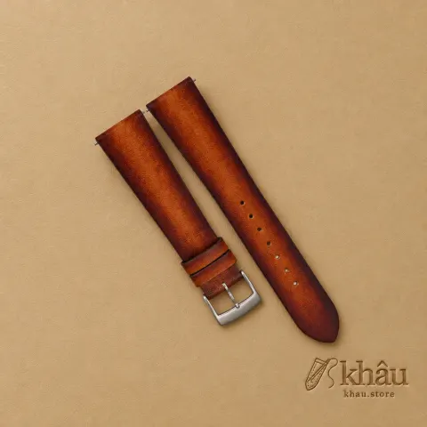 Patina Dark Brown Vegetable Tanned Leather Watch Strap — front view