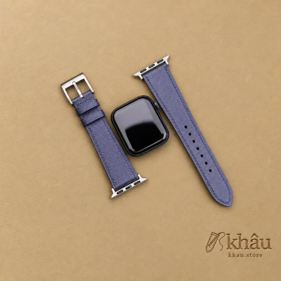 Navy Saffiano Leather Apple Watch Band — additional view