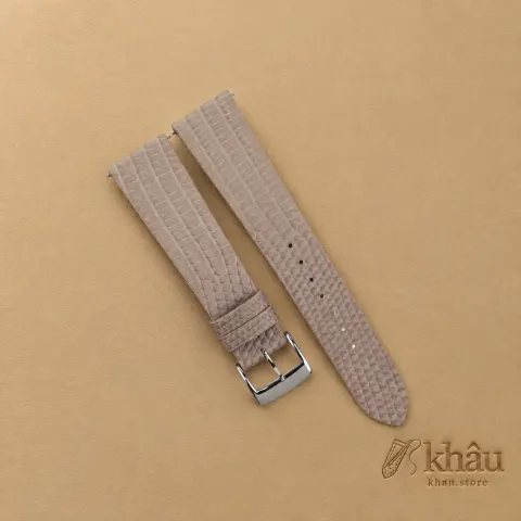 Vintage Light Grey Lizard Leather Watch Strap — front view