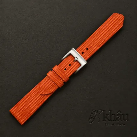 Orange Calfskin Watch Strap – Waves Texture — additional view