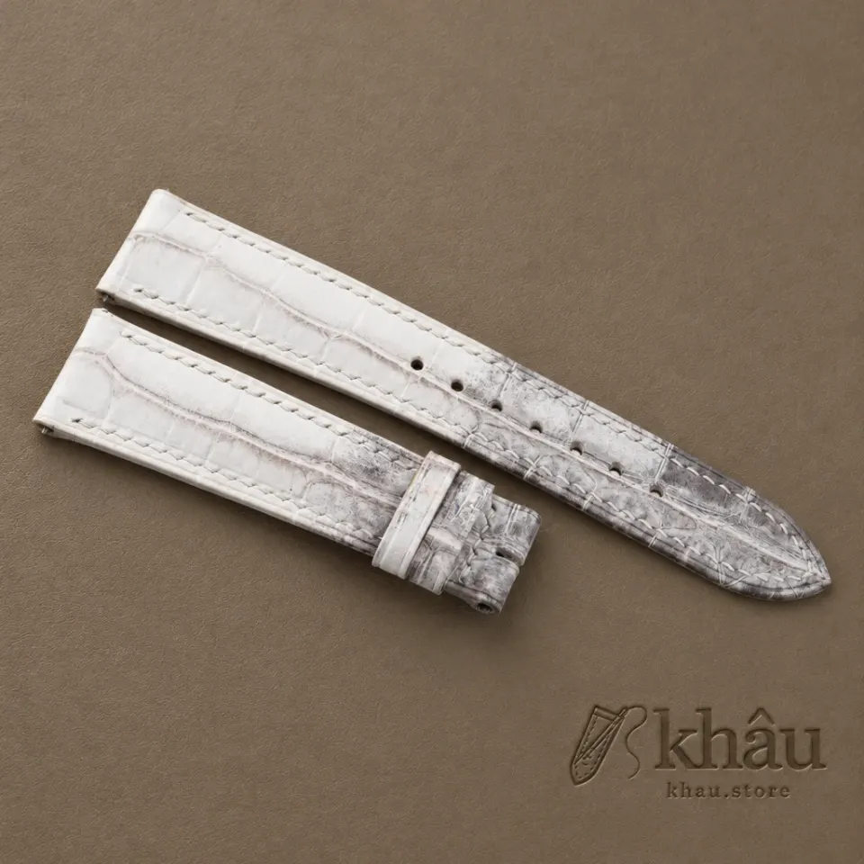 Himalayan Alligator Leather Curved End Folded Edges Watch Strap — additional view