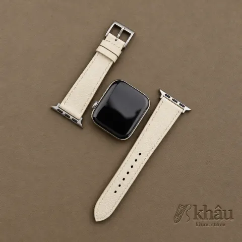 Snow Epsom Calf Leather Apple Watch Band — additional view