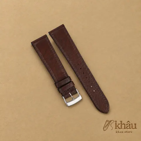 Alran Fat Nat Chevre Goat Dark Brown leather watch strap — front view