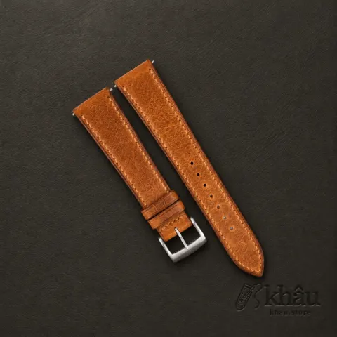 Golden Brown Badalassi Carlo Waxed Leather Watch Strap — front view