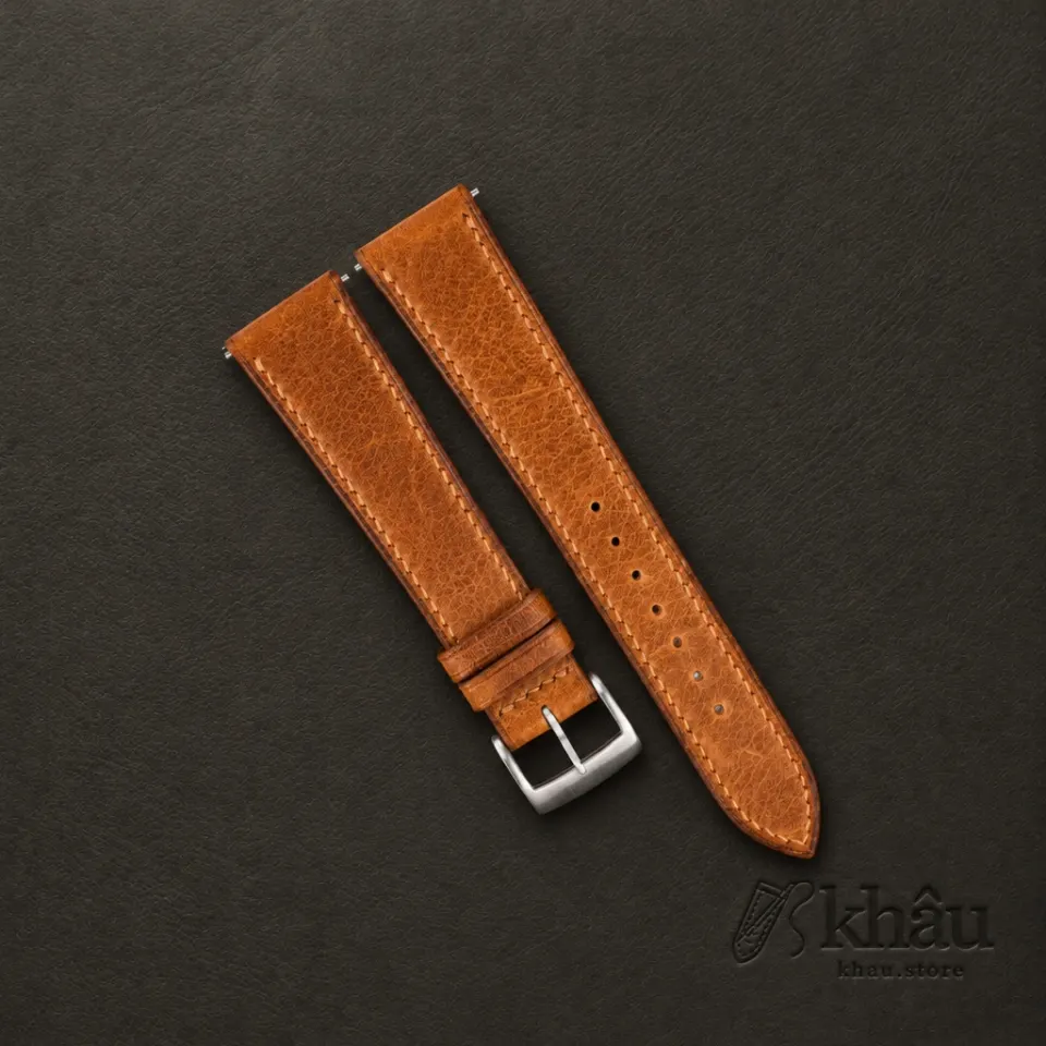 Golden Brown Badalassi Carlo Waxed Leather Watch Strap — front view