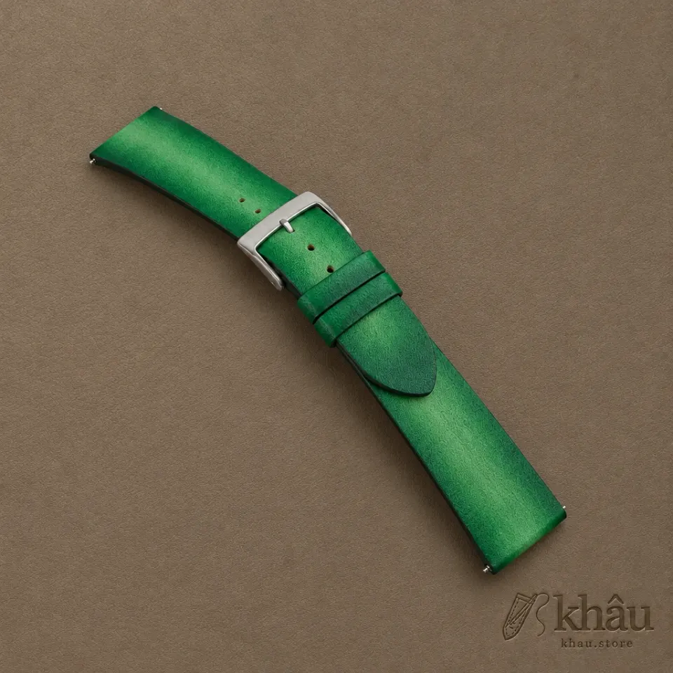 Patina Light Green Vegetable Tanned Leather Watch Strap — additional view