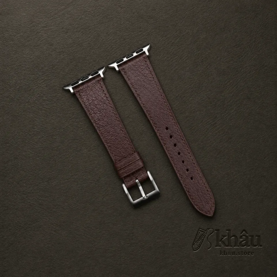 Brown Alran Chevre Sully Leather Apple Watch Band — front view