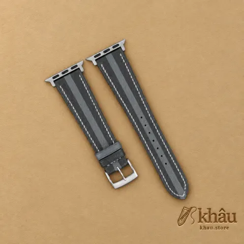 Duocolor Dark Grey Alran Sully Leather Apple Watch Band — front view