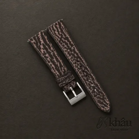 Brown Shark Leather Watch Strap — front view