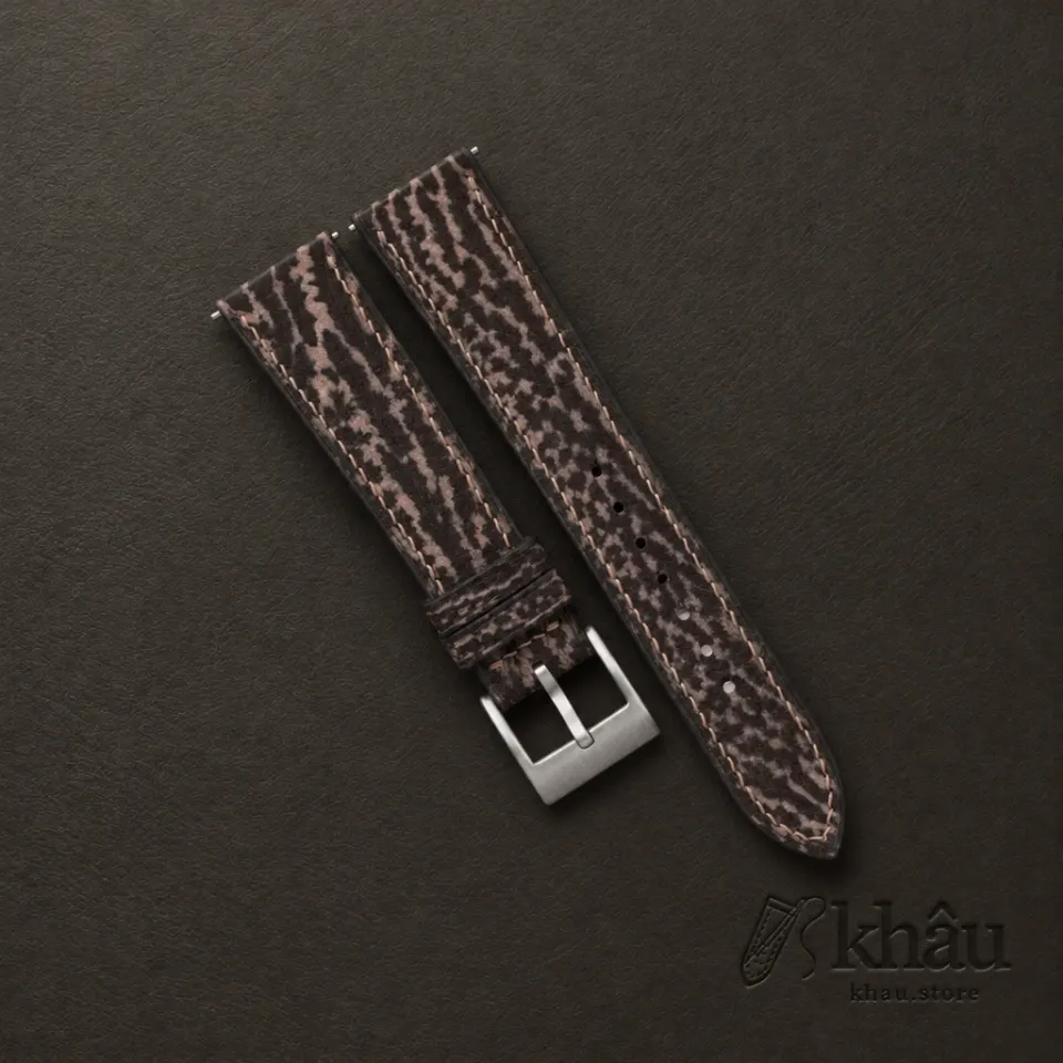 Brown Shark Leather Watch Strap — front view