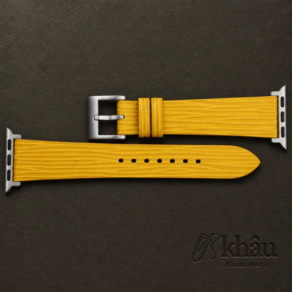 Yellow Calfskin Apple watch band – Waves Texture — additional view