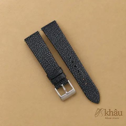 Vintage Black Stingray Leather Strap for Baltic Watch — additional view