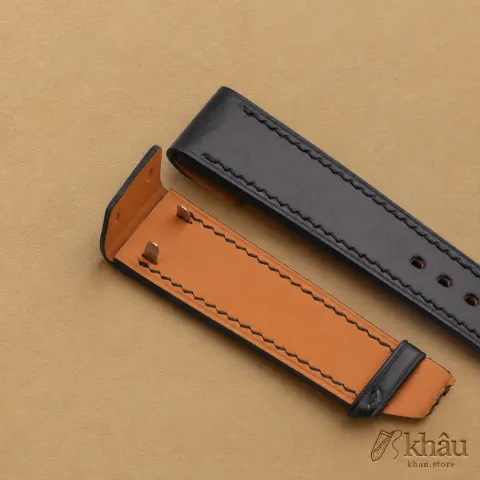 Black Shell Cordovan Leather Fixed Bars Watch Strap — additional view