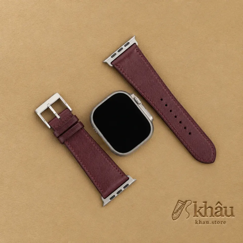 Dark Burgundy Box Calf Leather Apple Watch Ultra Band — additional view