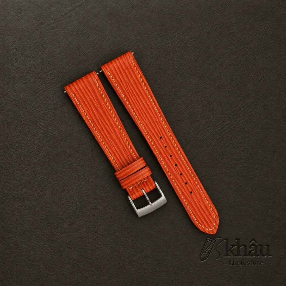 Orange Epi Leather Watch Strap — front view