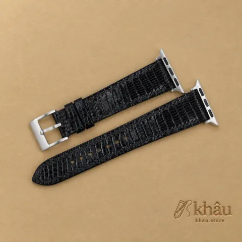 To My Wife – Black Lizard Leather Apple Watch Band Gift for Wife — front view