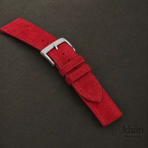 Red Suede Leather Watch Strap — additional view