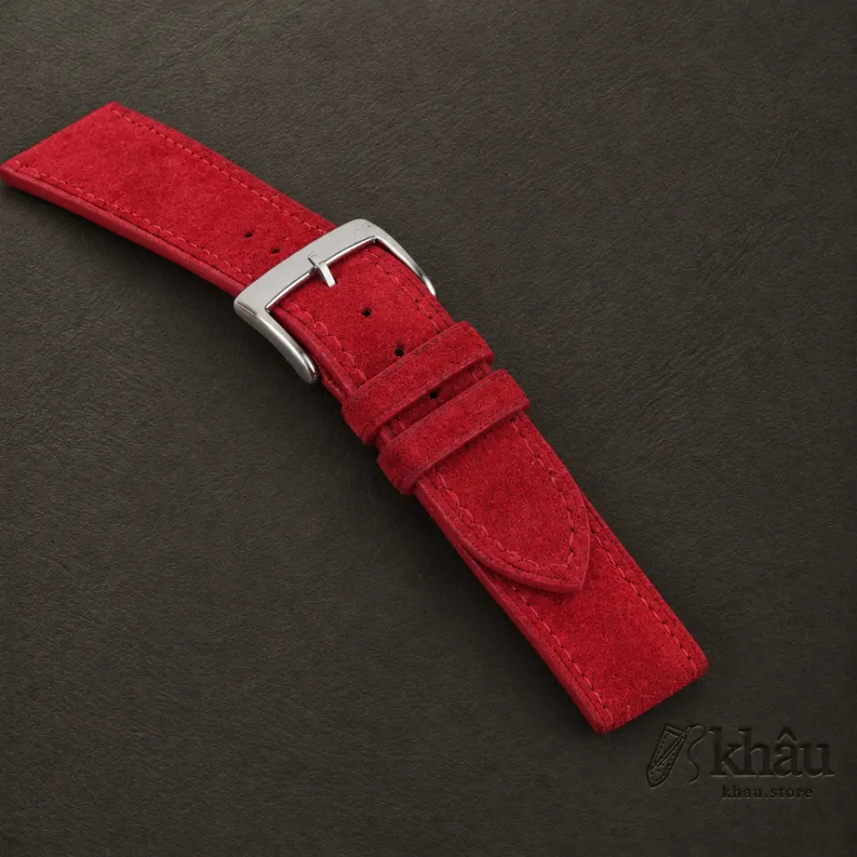 Red Suede Leather Watch Strap — additional view