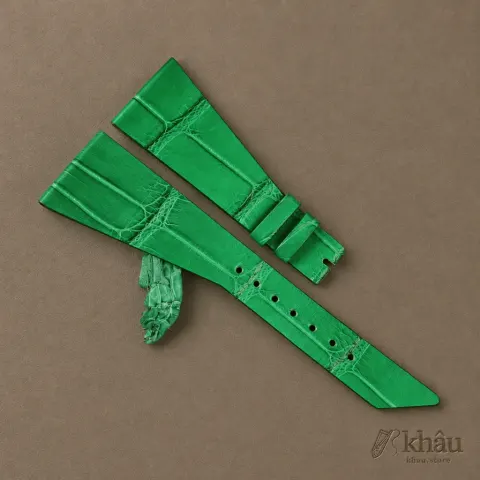 Asymmetric Light Green Alligator Leather Watch Strap — additional view