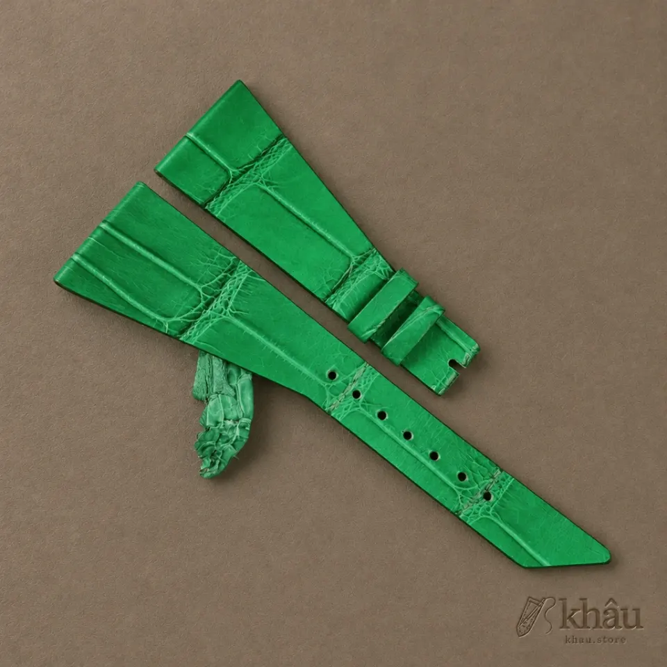 Asymmetric Light Green Alligator Leather Watch Strap — additional view