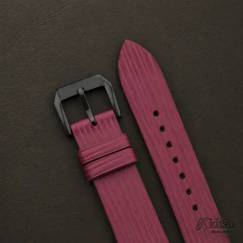 Red Calfskin Leather Samsung Watch Band – Wave Texture — additional view