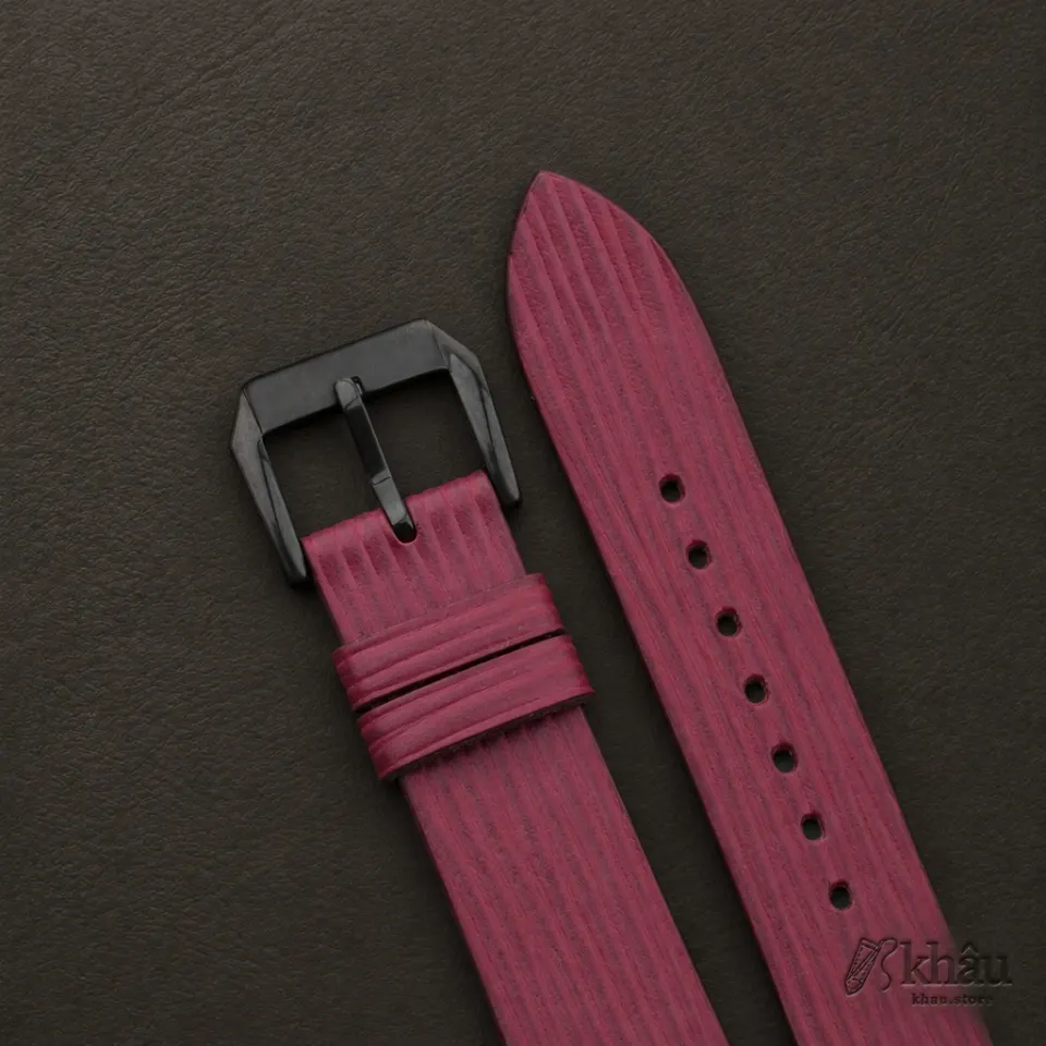 Red Calfskin Leather Samsung Watch Band – Wave Texture — additional view
