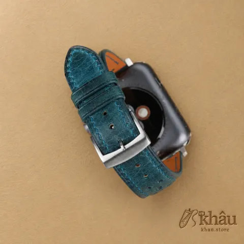 Rally Dark Aqua Blue Waxed Badalassi Carlo Leather Apple Watch Band — additional view
