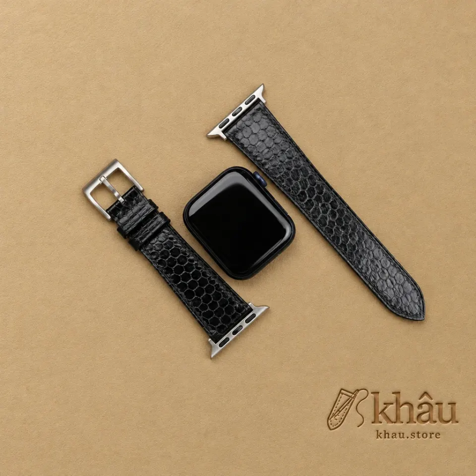 Black Snake Sea Leather Apple Watch Band — additional view