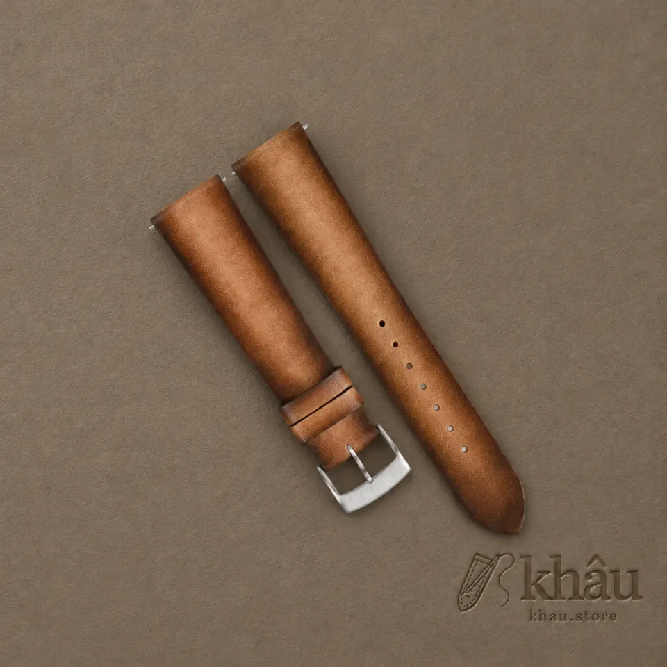 Patina Light Brown Vegetable Tanned Leather Watch Strap — front view
