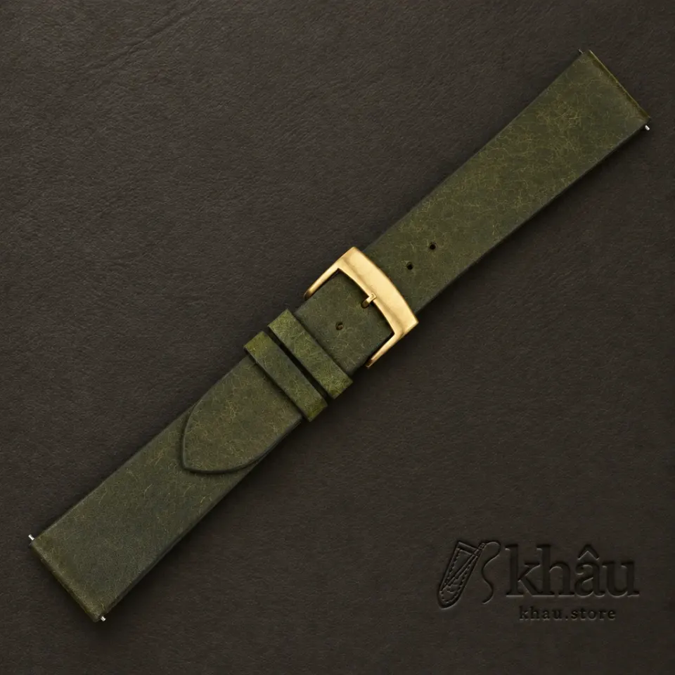 Vintage Dark Olive Pueblo Badalassi Carlo Leather Watch Strap — additional view