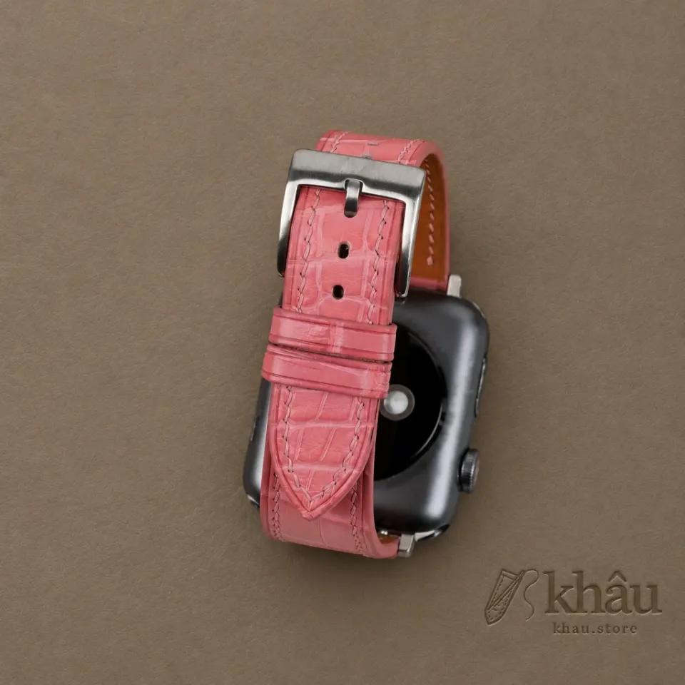 Pink Alligator Leather Apple Watch Band — additional view