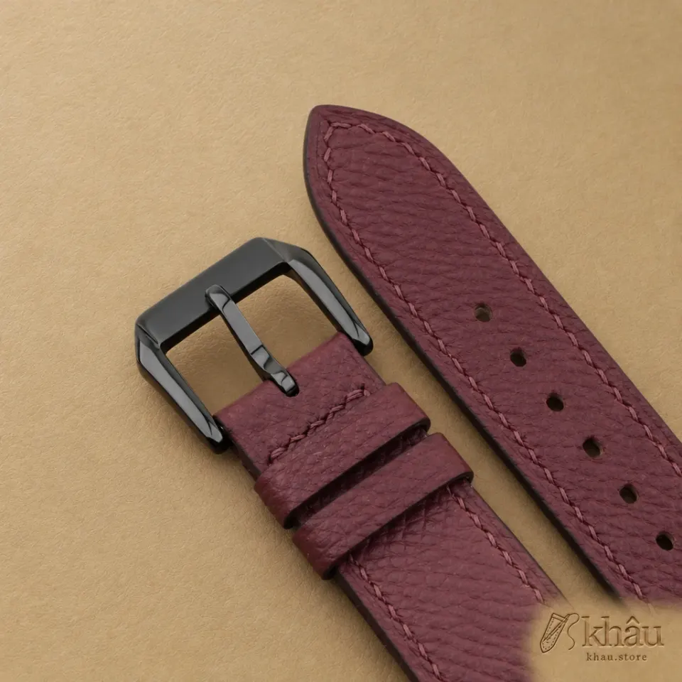 Burgundy Epsom Leather Samsung Watch Band — additional view