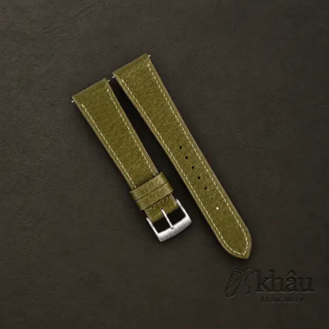 Light Olive Peccary Leather Watch Strap — front view