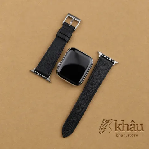 Black Epsom Calf Leather Apple Watch Band — additional view