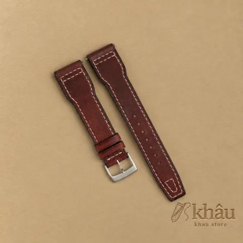 Pilot Burgundy Pueblo Leather Watch Strap — front view