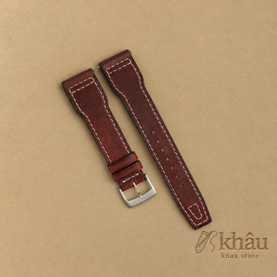 Pilot Burgundy Pueblo Leather Watch Strap — front view