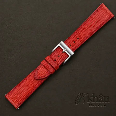 Red Lizard Leather Watch Strap — additional view