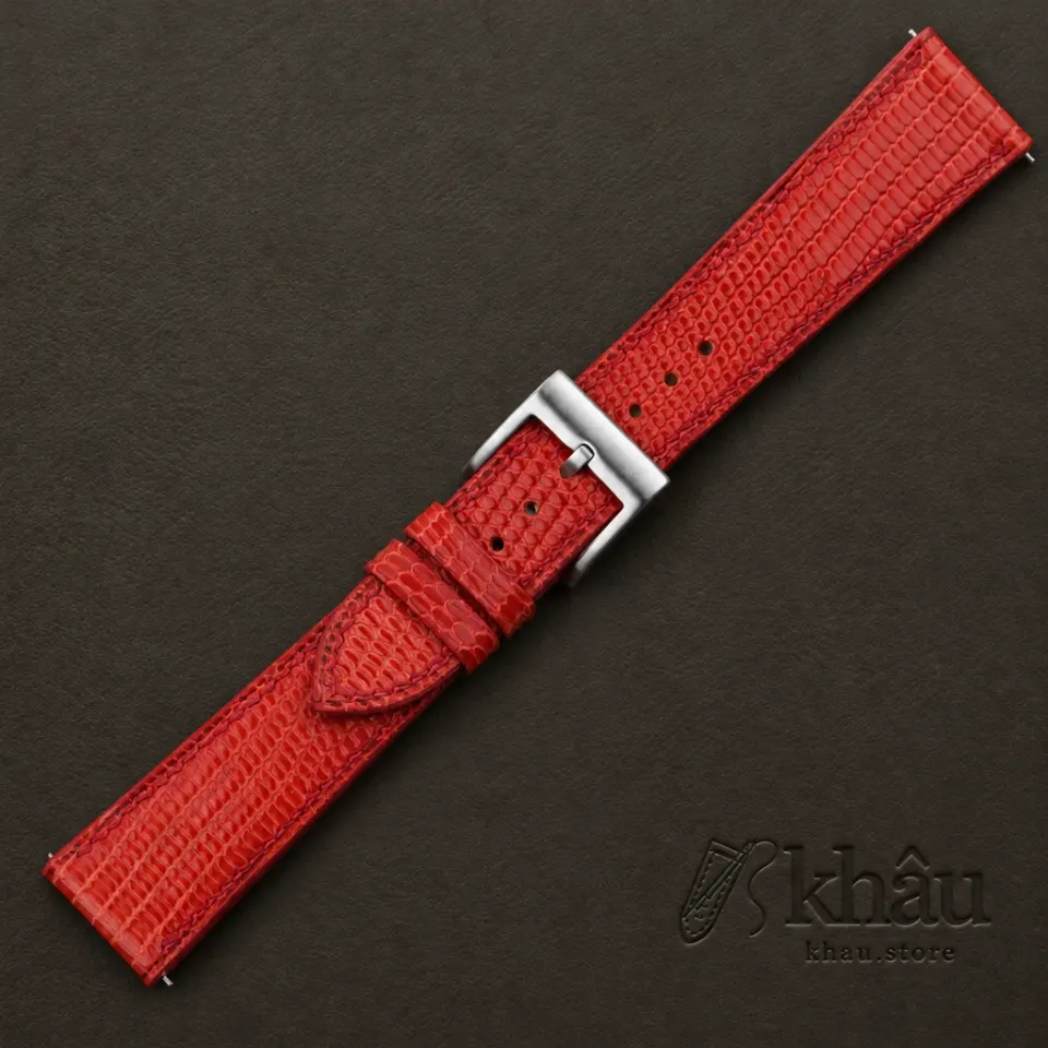 Red Lizard Leather Watch Strap — additional view