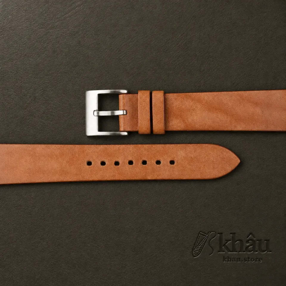 Vintage Golden Maya Vegetable Tanned Calfskin Leather Slim Watch Strap — additional view