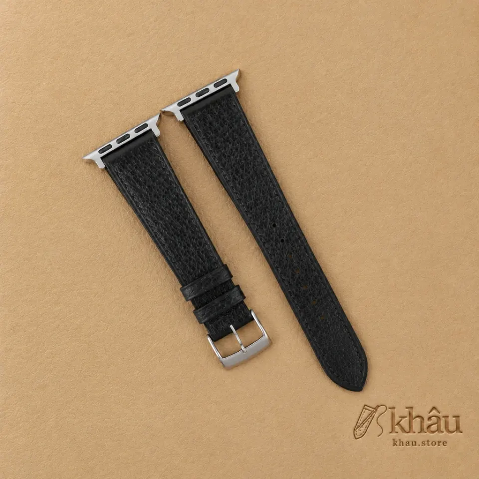 Black Peccary Leather Apple Watch Band — front view
