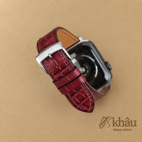 Bordeaux Alligator Leather Apple Watch Band — additional view