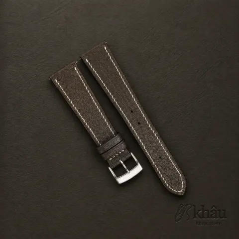 Alran Fat Nat Cherve Goat Brown leather watch strap — front view
