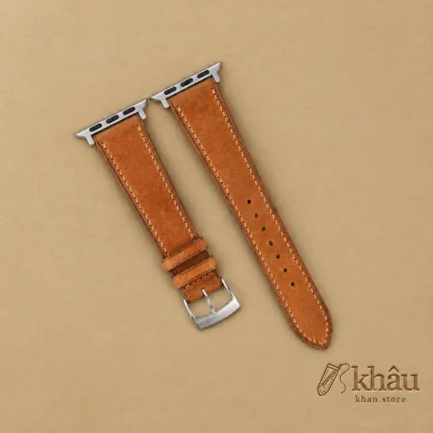 Whiskey Badalassi Carlo Pueblo Leather Apple Watch Band — front view