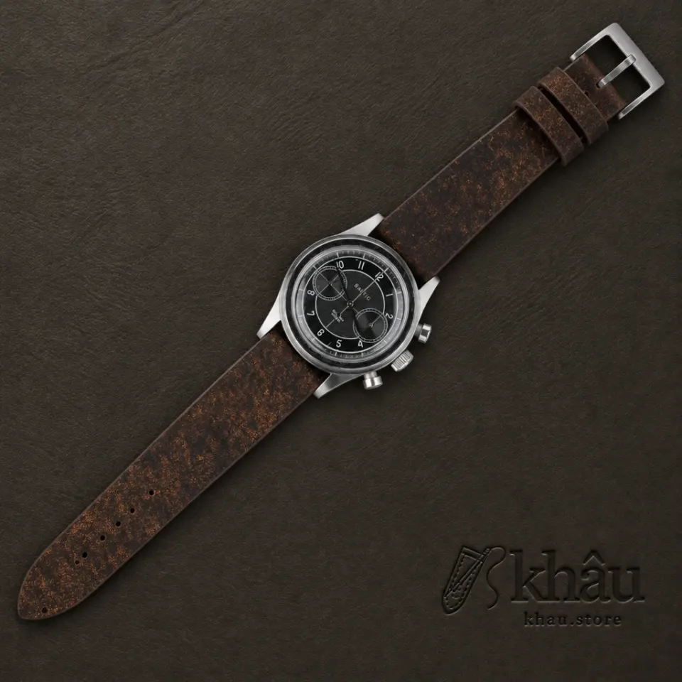 Vintage Tawny Brown Habana Leather Watch Strap — additional view