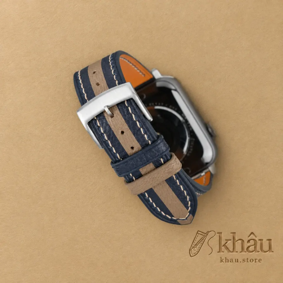 Duocolor Navy Alran Sully Leather Apple Watch Band — additional view