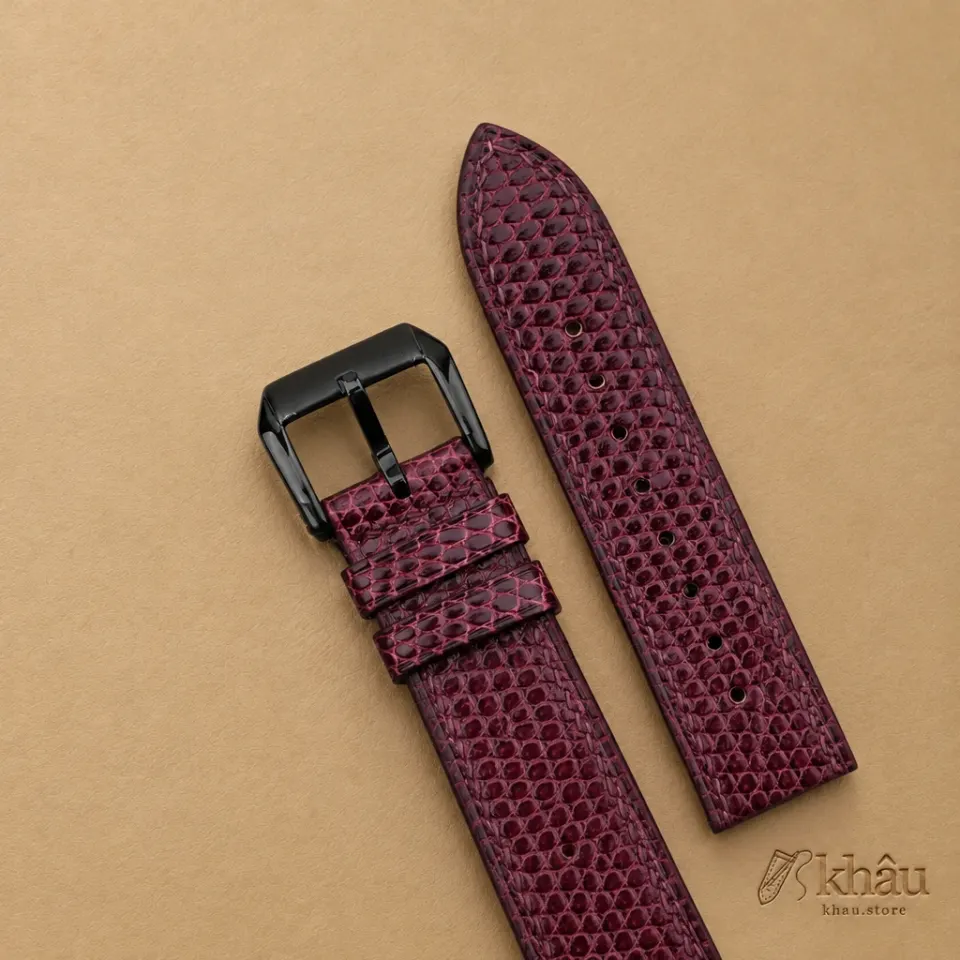 Burgundy Lizard Leather Samsung Watch Band — additional view