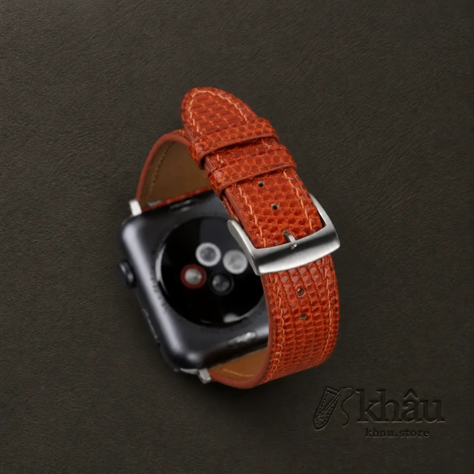 Orange Lizard Leather Apple Watch Band — additional view