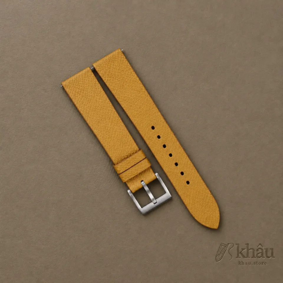 Vintage Sesame Epsom Leather Slim Watch Strap — front view