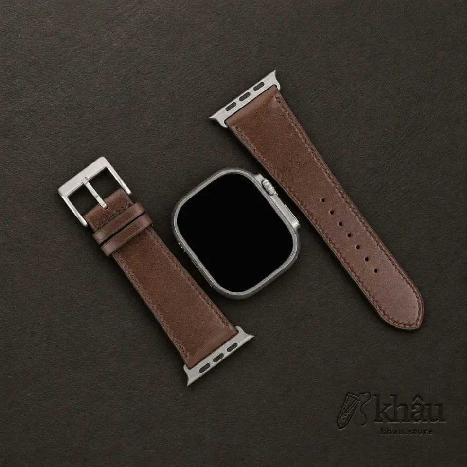 Umber Brown Box Calf Leather Apple Watch Ultra Band — additional view