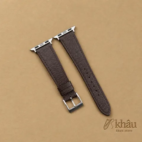 Dark Brown Epsom Calf Leather Apple Watch Band — front view